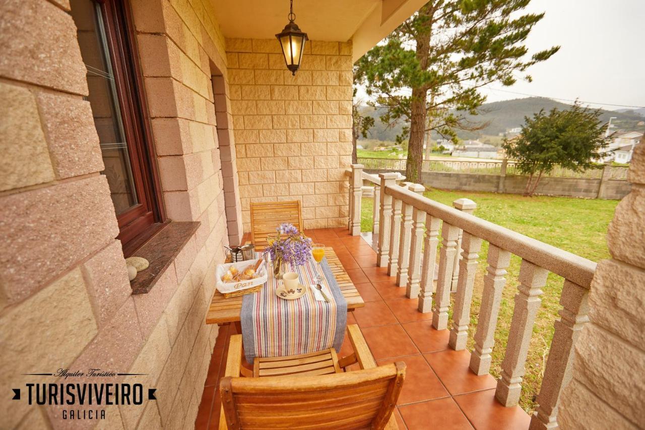 Casa En La Playa De Area Con Finca Privada Viveiro Esterno foto